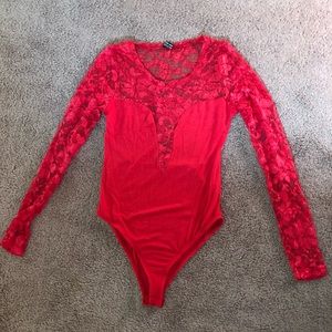 Red Lace Bodysuit